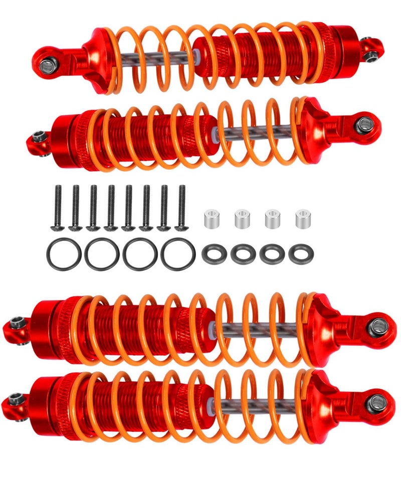 ARRCat 4PCS Full Aluminum Front Rear Shocks Upgrade Parts for 1/10 Big Rock 3s blx/Senton 3s blx 550/ Granite 3s blx 550/ Vorteks 3s blx 550 4X4, 1/10 Typhon 4X4 RC Truck,Big Bore Hops Up RC Shocks(Red) - Image 1